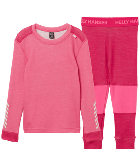 Helly Hansen Kids' LIFA® Merino Wool Base Layer Set Skiundertøj Børn - Hot Pink - Hot Pink 104 cm 4 år