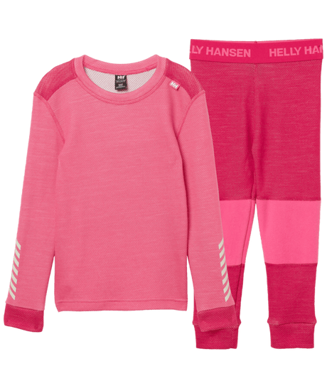Helly Hansen Kids' LIFA® Merino Wool Base Layer Set Skiundertøj Børn - Hot Pink - Hot Pink 104 cm 4 år