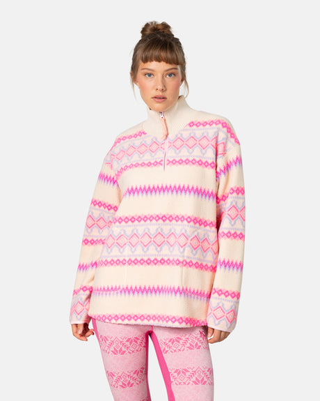 Kari Traa Ruthie Midlayer Half Zip Fleecetrøje Dame - Bjerk White - Bjerk