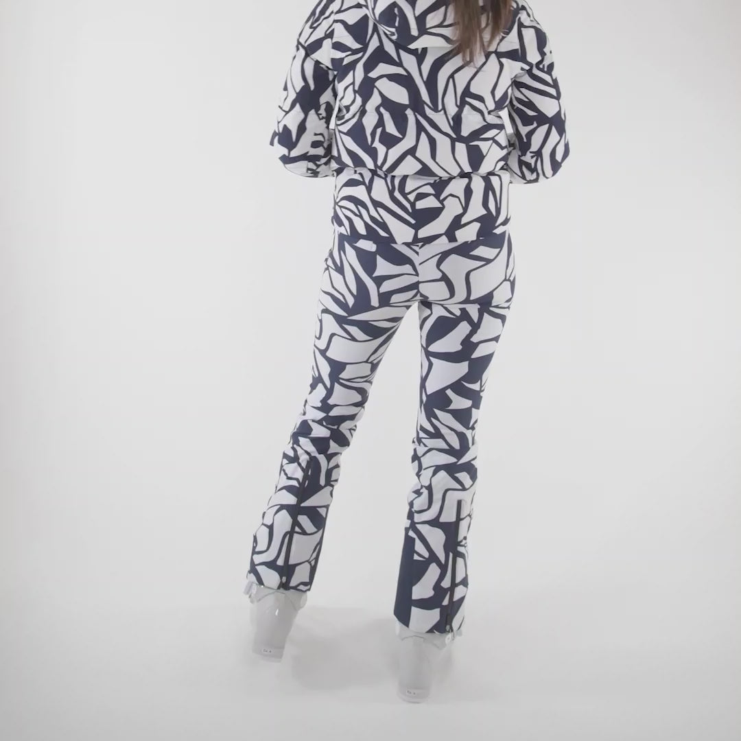 KJUS Women's Sella Jet Print Trousers Skibukser Dame - KJUS Navy/White