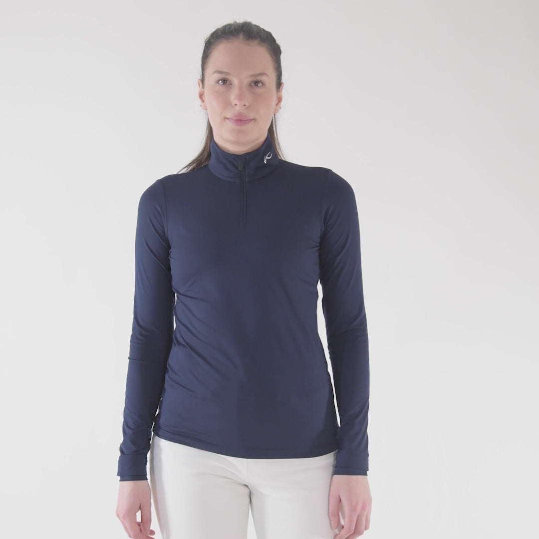 Kjus Women's Feel Midlayer Half-Zip Skiundertrøje Dame - Sapphire/KJUS Navy