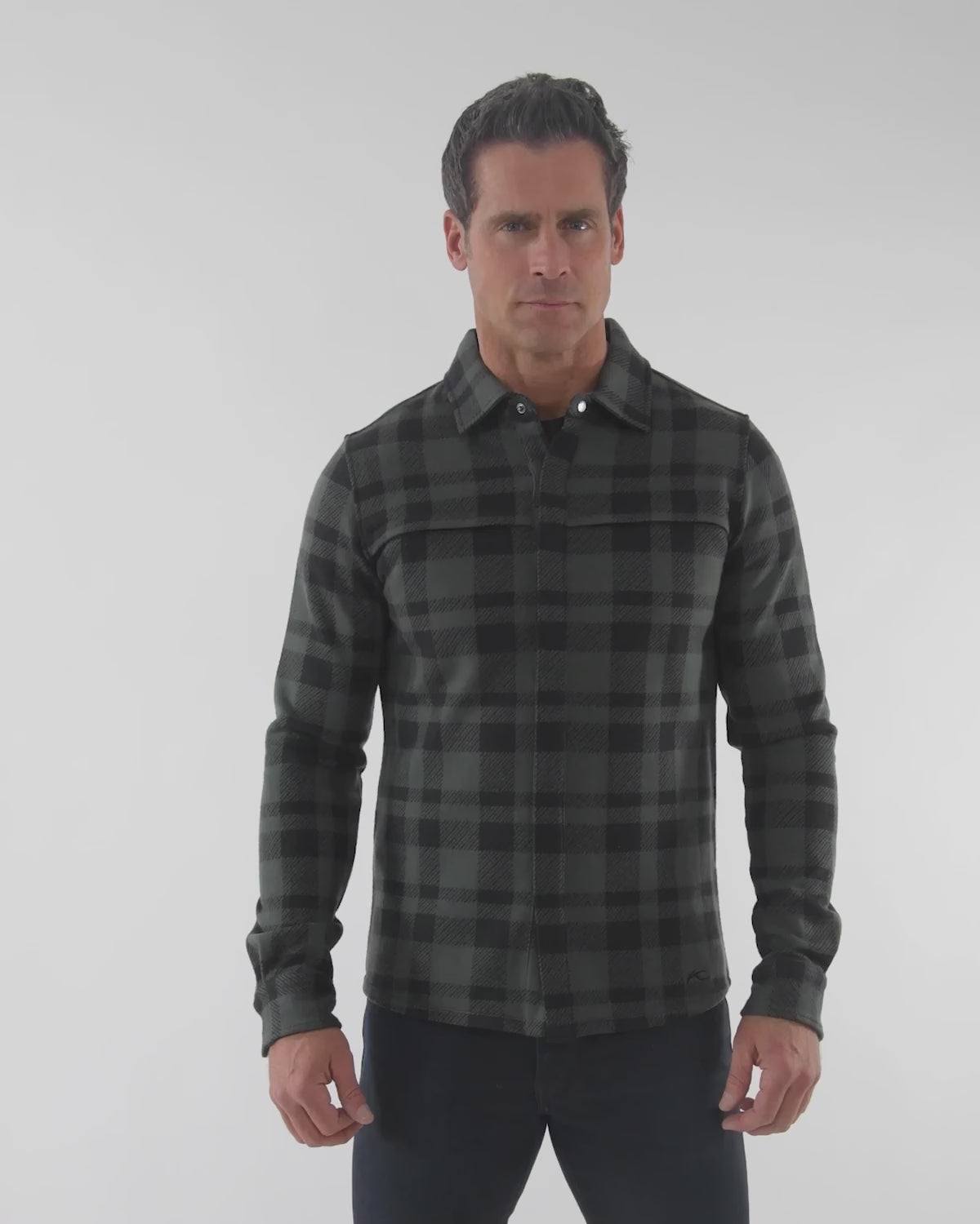 Kjus Men Yellowstone Shirt Skjorte Herre - Green Slate/Black
