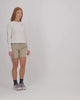Mons Royale Yonder Merino Organic Cotton Long Sleeve T-Shirt Dame - Vintage White