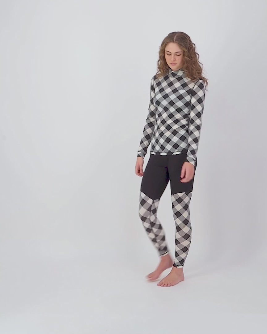 Mons Royale Cascade Merino Base Layer Long Sleeve Skiundertrøje Dame – Check
