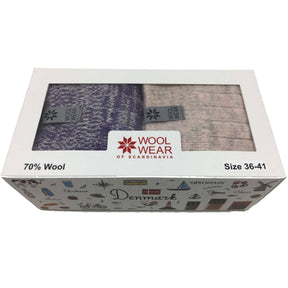 Woolwear ragsokker i gaveæske Dame 2-pak - Grå/lilla+grå/pink - Grå lilla+grå pink 36-41