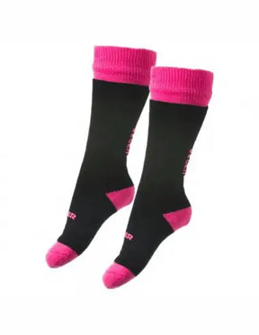 Seger Solid Merino Uld Skistrømper Børn - Black/Sugar Pink - Black Sugar Pink