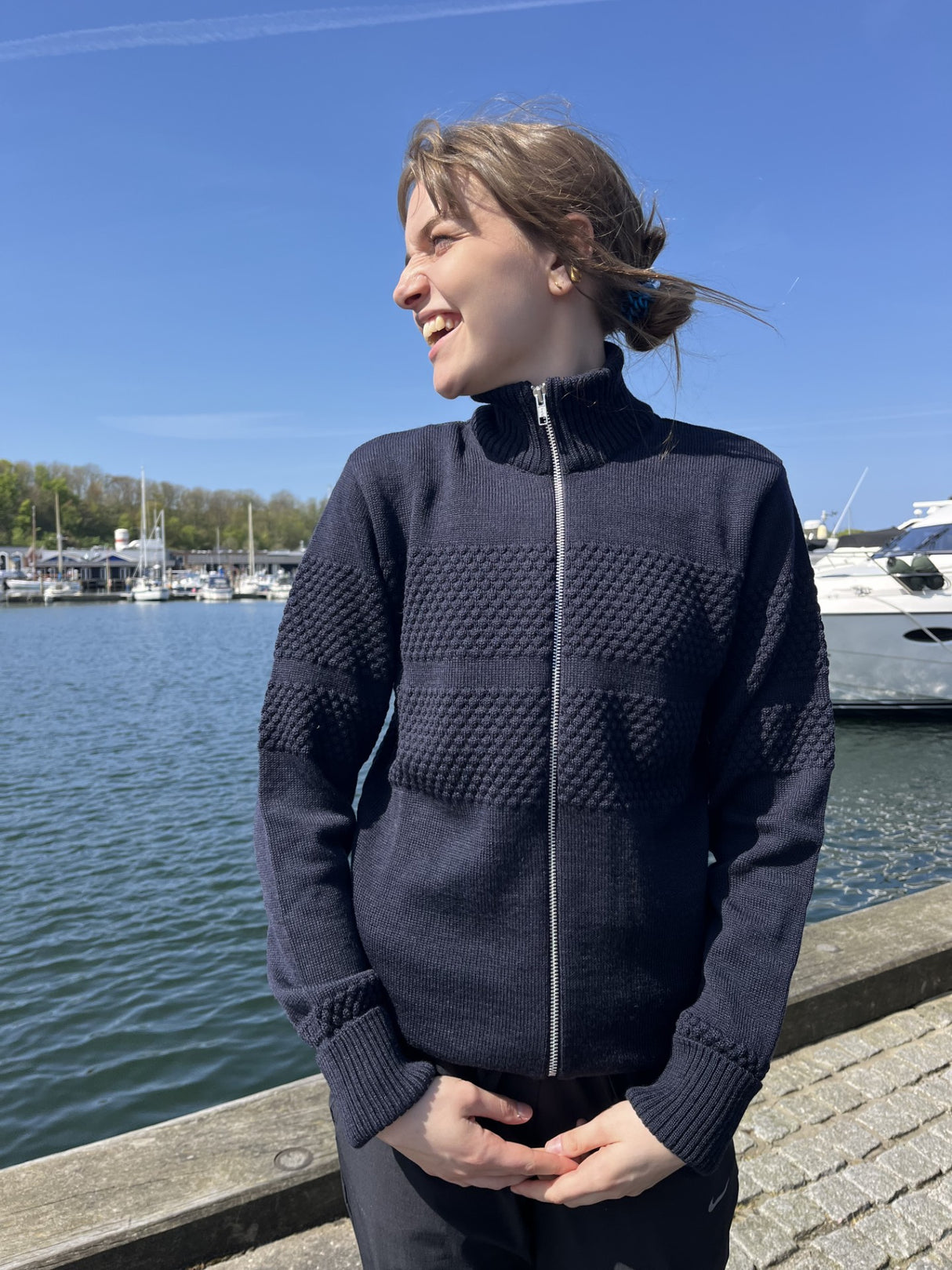 Clipper Saltum Cardigan Metal Zip Unisex Sømandstrøje - Navy