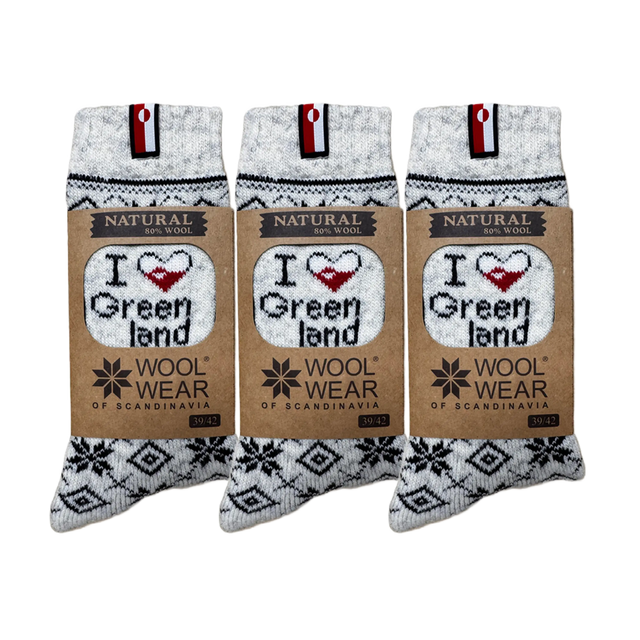 Woolwear Uldsokker - I love Greenland - 3-pak - 43-46