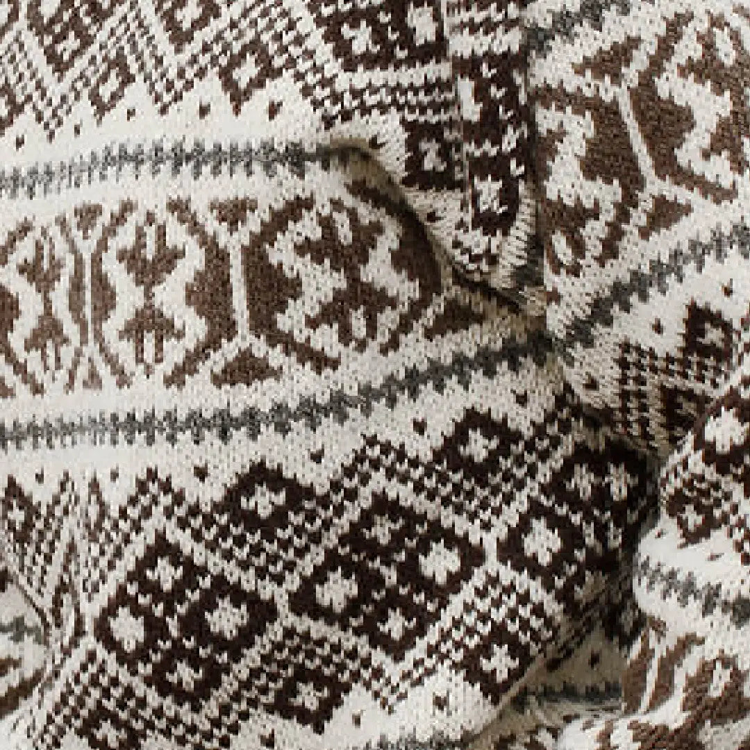 Norwool islandsk sweater med rullekrave - Råhvid & Brun -