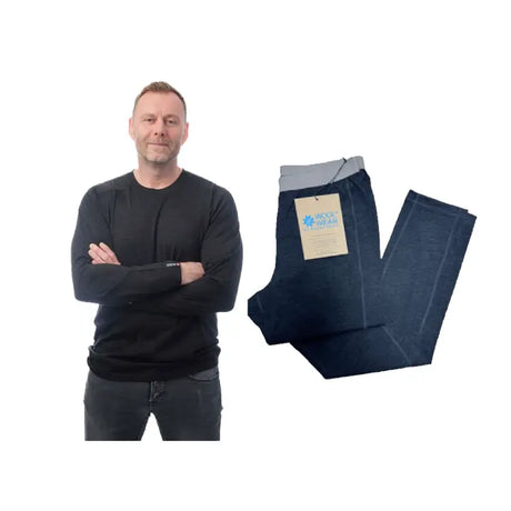 Woolwear Unisex Skiundertøj Sæt i 100% Merinould Dame/Herre - Sort Melange/Koksgrå Melange - XXL