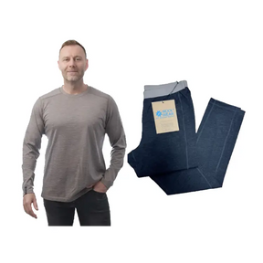 Woolwear Unisex Skiundertøj Sæt i 100% Merinould Dame/Herre - Antilope/Koksgrå Melange - XXL