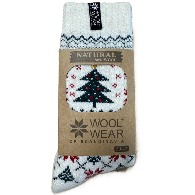 Woolwear Julesokker med Juletræ Hvid 3-pak - 43-46