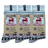 Woolwear Julesokker med Rensdyr og Merry Christmas 3-pak - 43-46