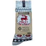 Woolwear Julesokker med Rensdyr og Merry Christmas - 43-46