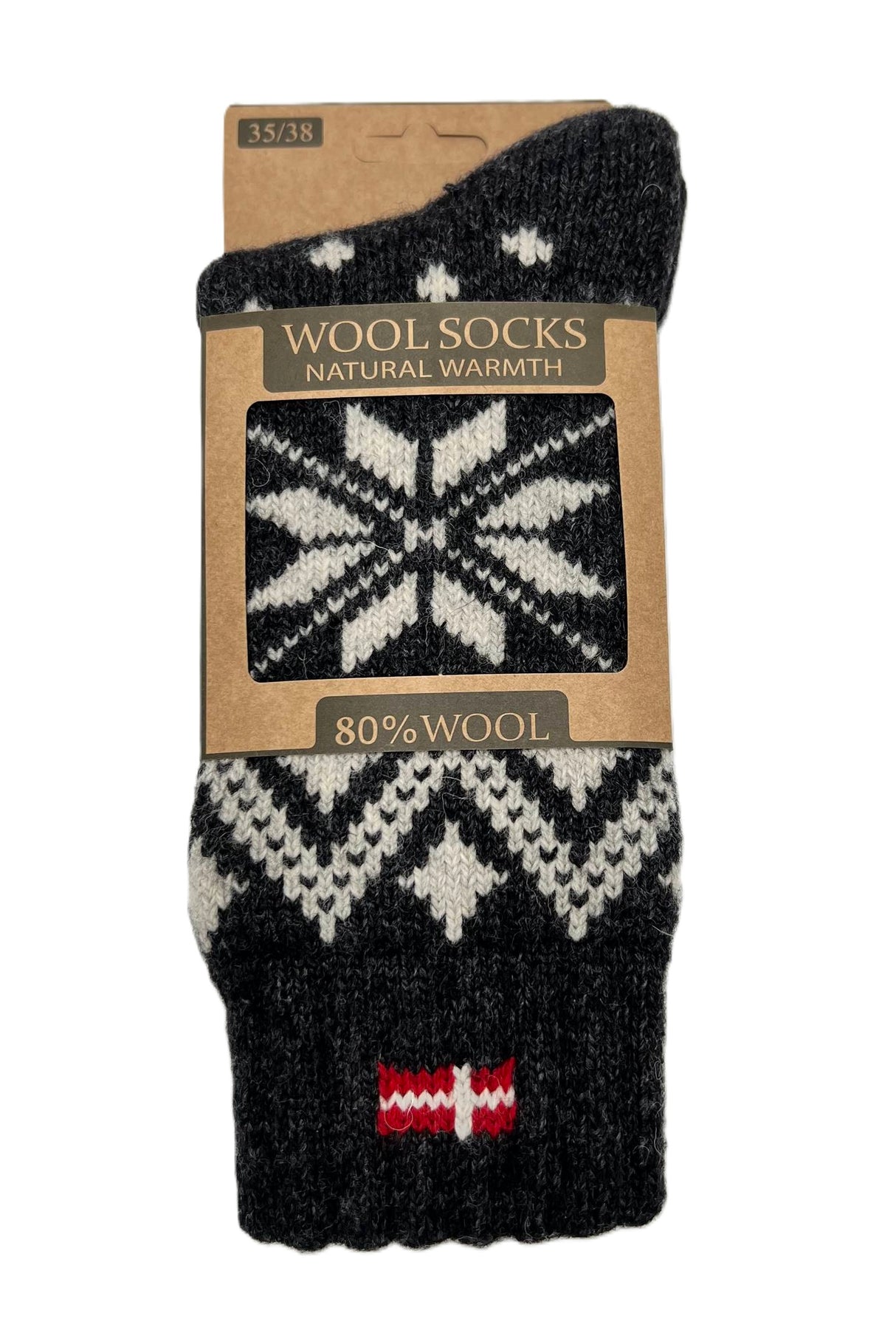 Woolwear Ragsokker med dansk flag - Koksgrå
