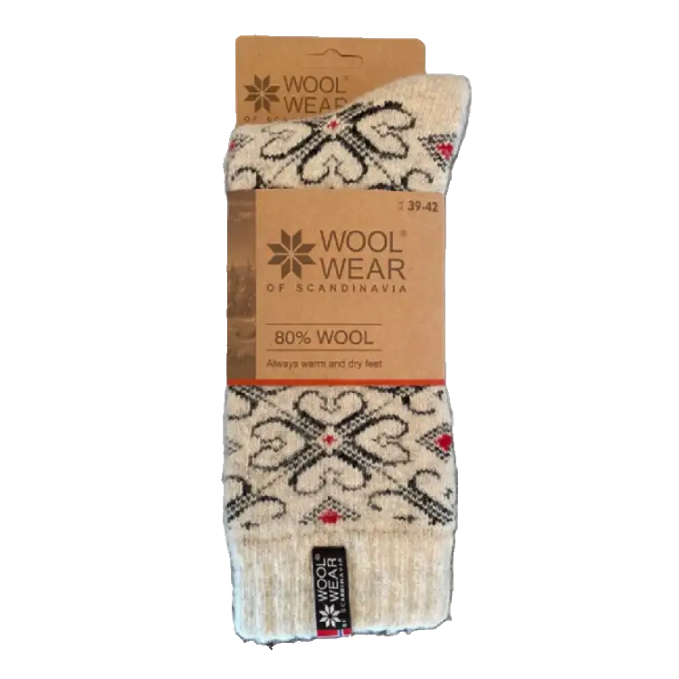 Woolwear Ragsokker "Hjerter" 80% Uld - Grey