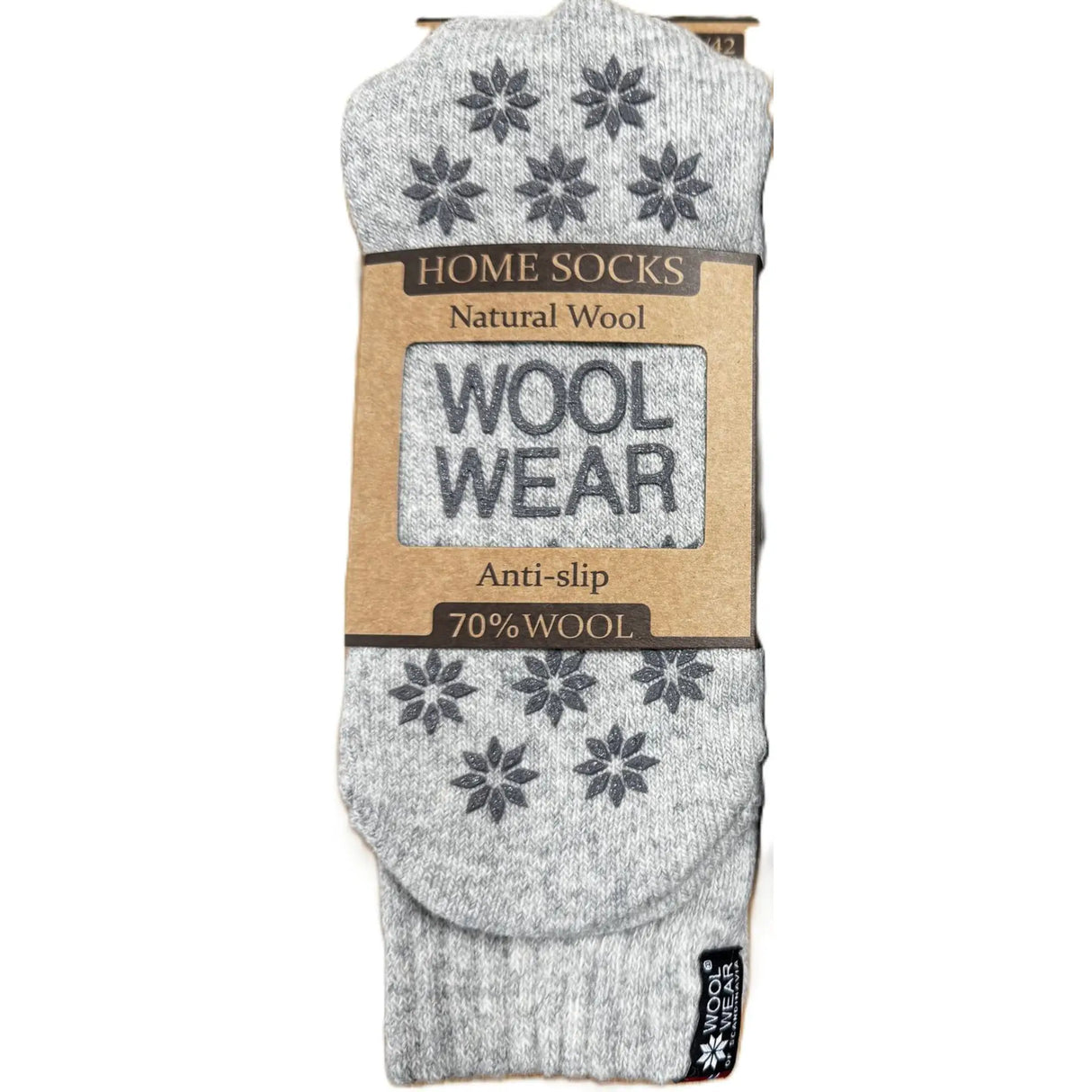 Woolwear skridsikre sokker med silikone dupper - Light Grey - 43-46