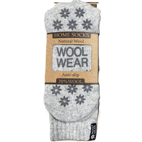 Woolwear skridsikre sokker med silikone dupper - Light Grey - 43-46