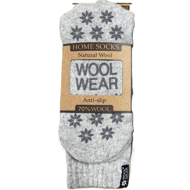 Woolwear skridsikre sokker med silikone dupper - Light Grey - 43-46