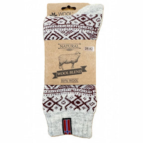 Woolwear Ragsokker med norsk flag - Grå / Bordeaux - 43-46