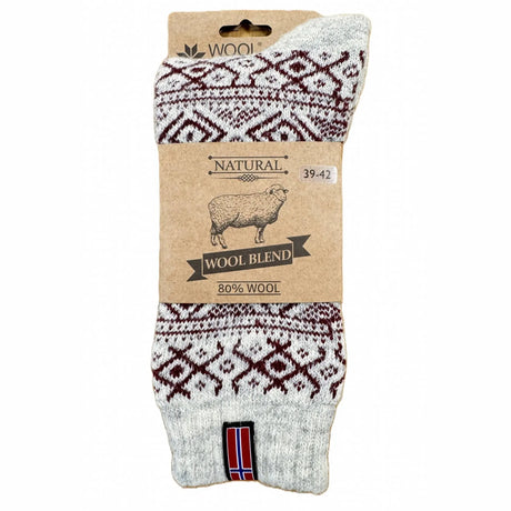 Woolwear Ragsokker med norsk flag grå/bordeaux - 43-46