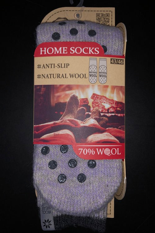 Woolwear skridsikre sokker med silikone dupper - Lilla
