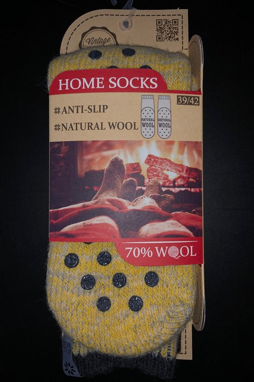 Woolwear skridsikre sokker med silikone dupper - Gul