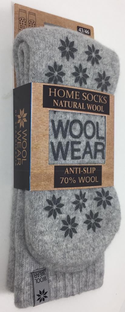 Woolwear skridsikre sokker med silikone dupper - Mørkegrå