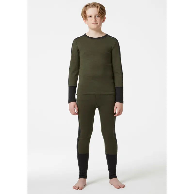 Helly Hansen Juniors' LIFA® Merino Midweight Base Layer Set Skiundertøj Børn - 432 Utility Green