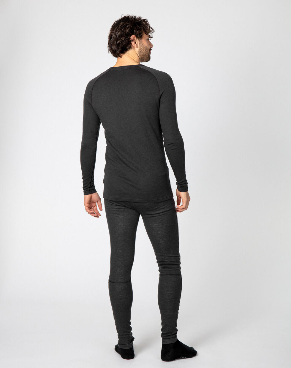 Bula Geo Merino Wool Crew Skiundertøj Sæt Herre - Dark Grey / Grey Melange -