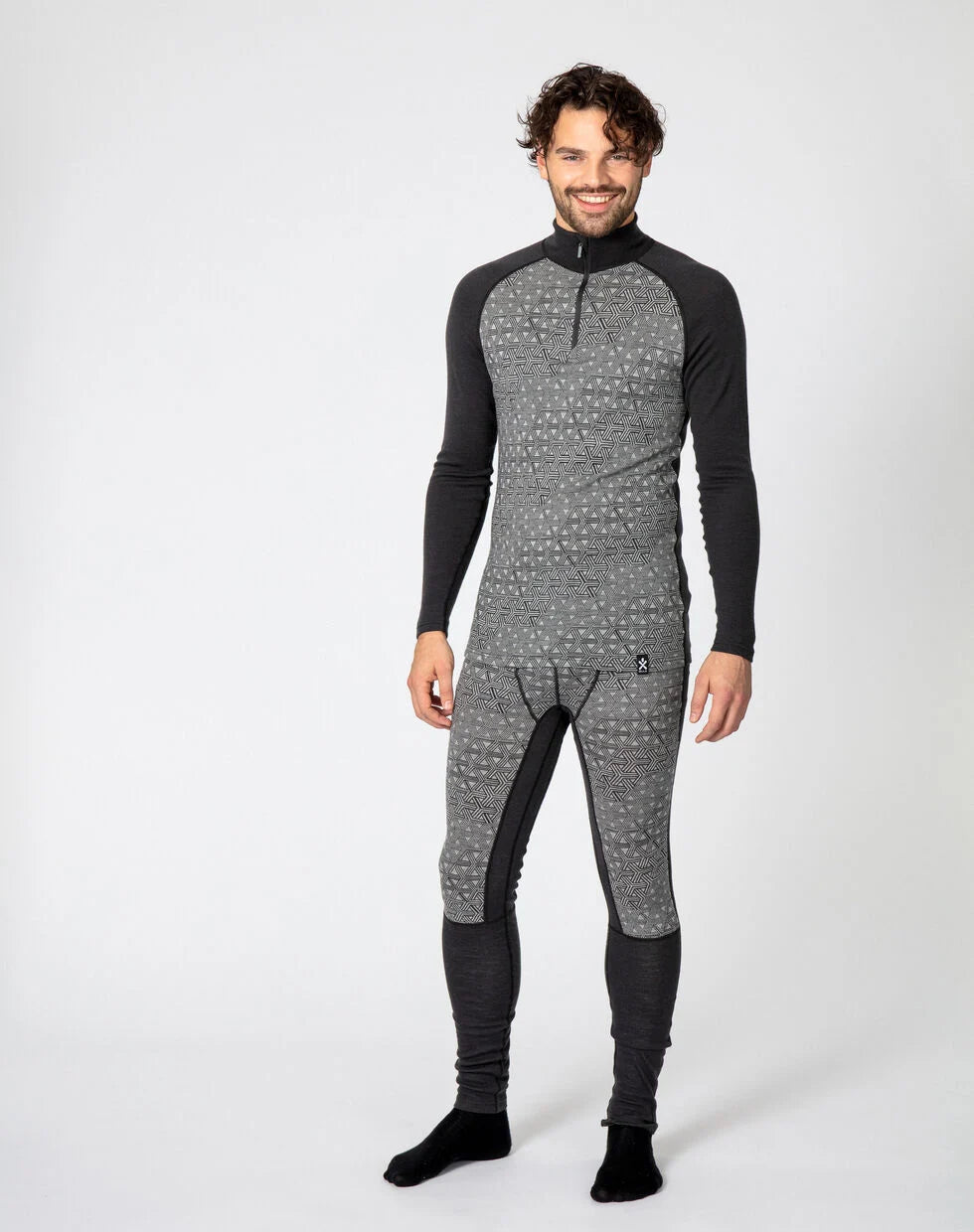 Bula Geo Merino Wool Half Zip Skiundertøj Sæt Herre - Grey -