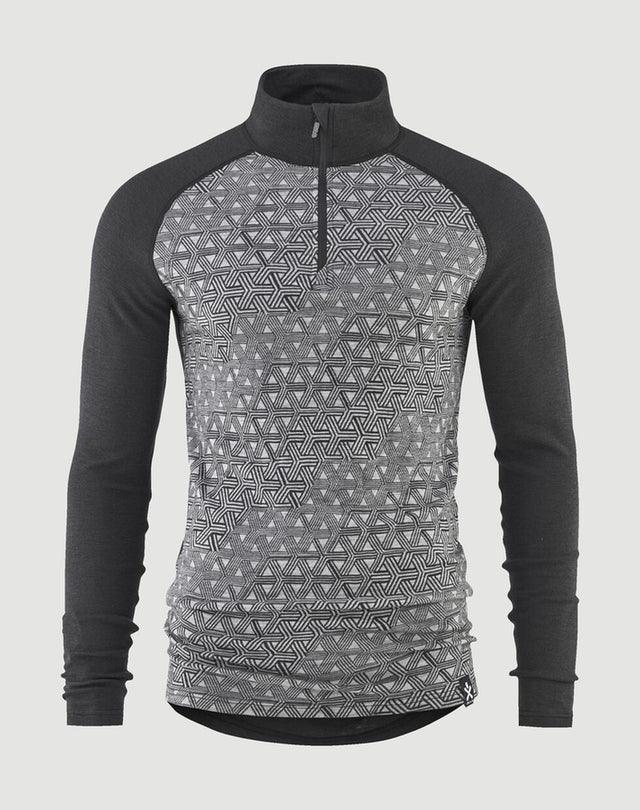 Bula Geo Merino Wool Half Zip Skiundertrøje Herre - Dark Grey