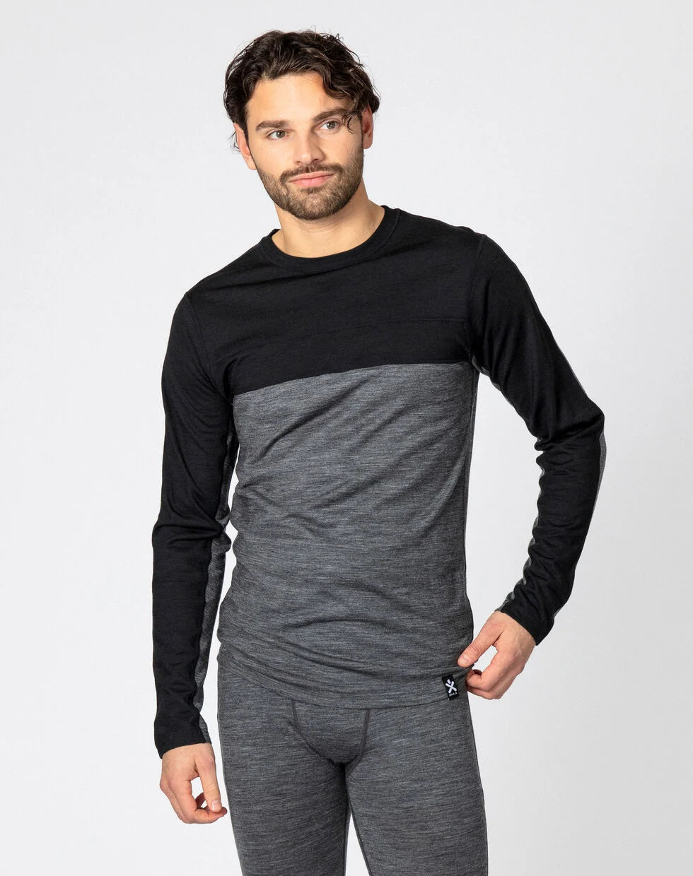 Bula Retro Wool Crew Skiundertrøje Herre - Black Melange - Black Melange