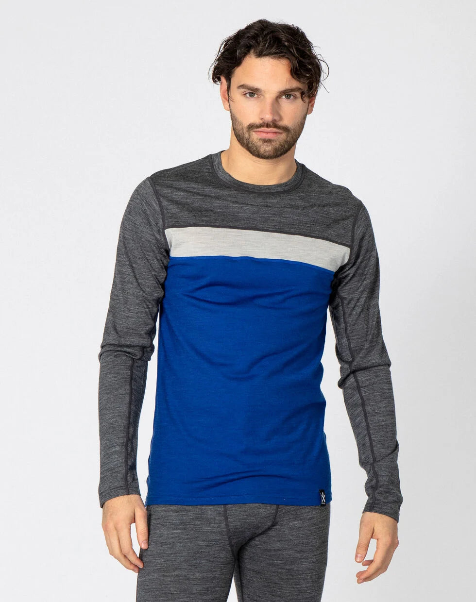 Bula Retro Wool Crew Skiundertøj Sæt Herre - Lapis / Black Melange -