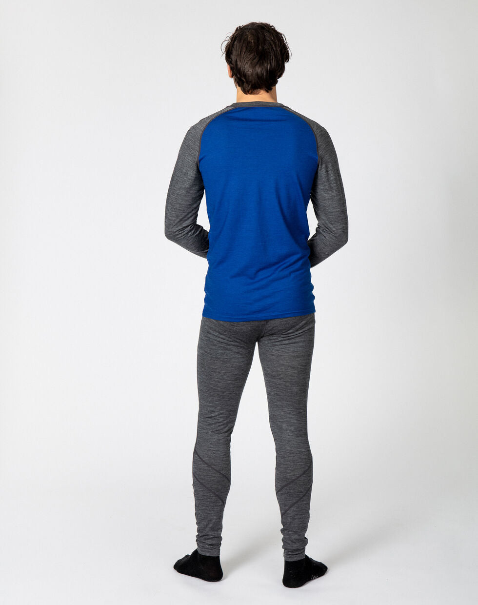 Bula Retro Wool Crew Skiundertøj Sæt Herre - Lapis / Black Melange -