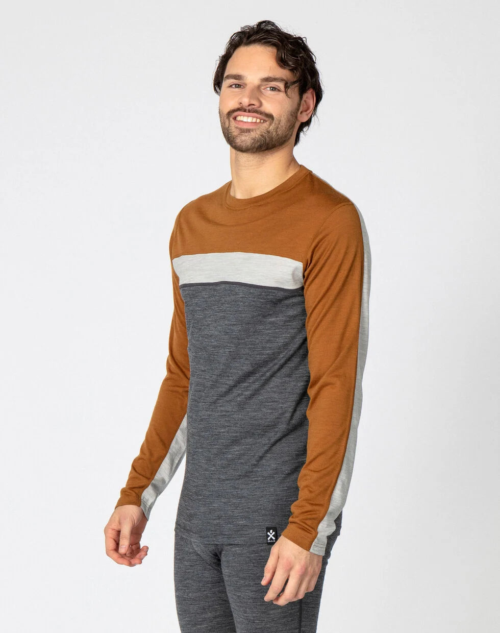 Bula Retro Wool Crew Skiundertøj Sæt Herre - Rubber Melange / Black Melange -