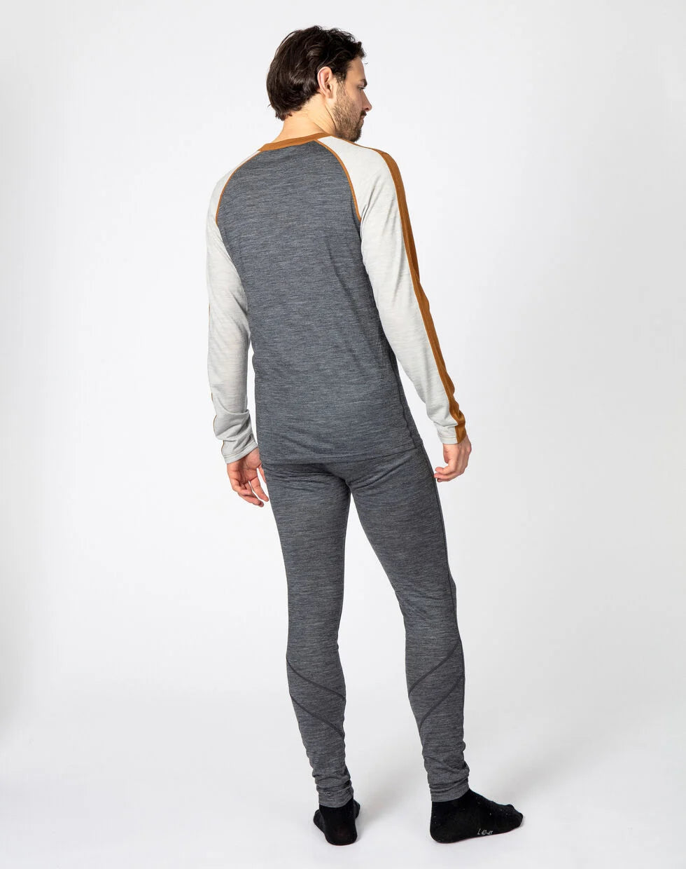 Bula Retro Wool Crew Skiundertøj Sæt Herre - Rubber Melange / Black Melange -