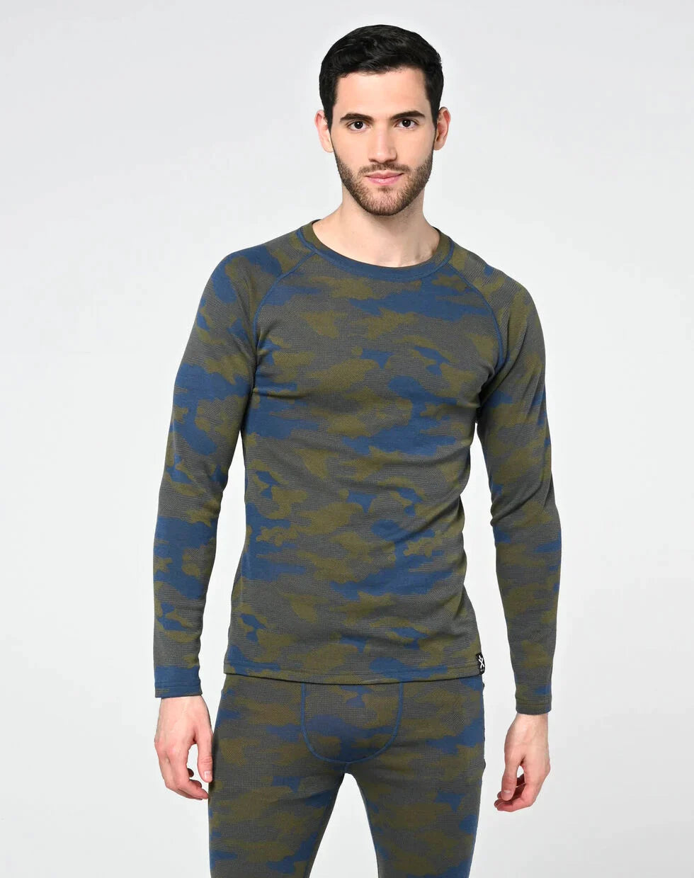 Bula Camo Merino Wool Crew Skiundertrøje Herre - Denim - Denim