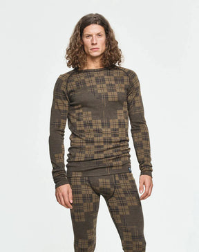 Bula Check Merino Wool Crew Skiundertøj Sæt Herre - Moss - XL