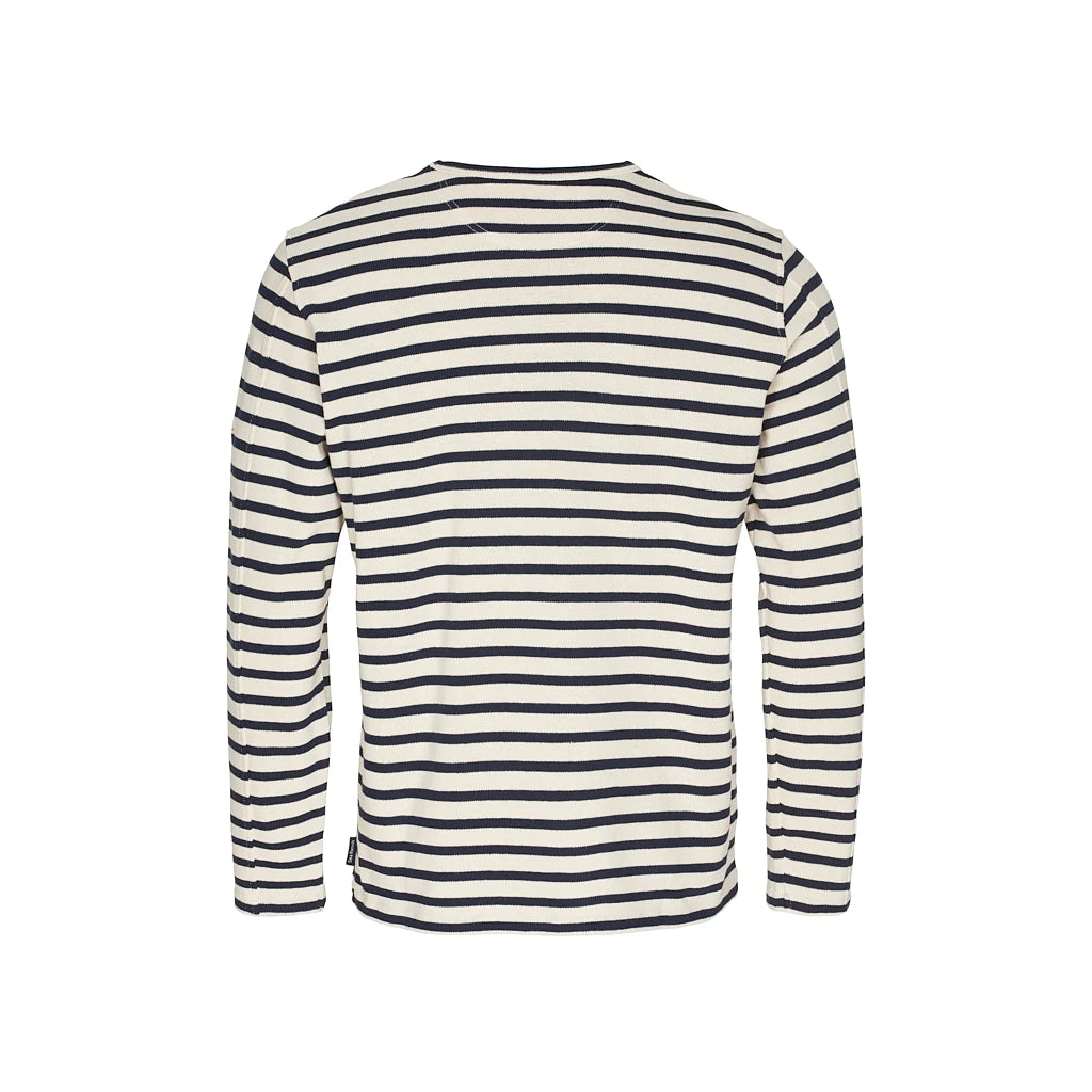 Sea Ranch Hugo Stribet Langærmet T-shirt - Ecru/SR Navy -