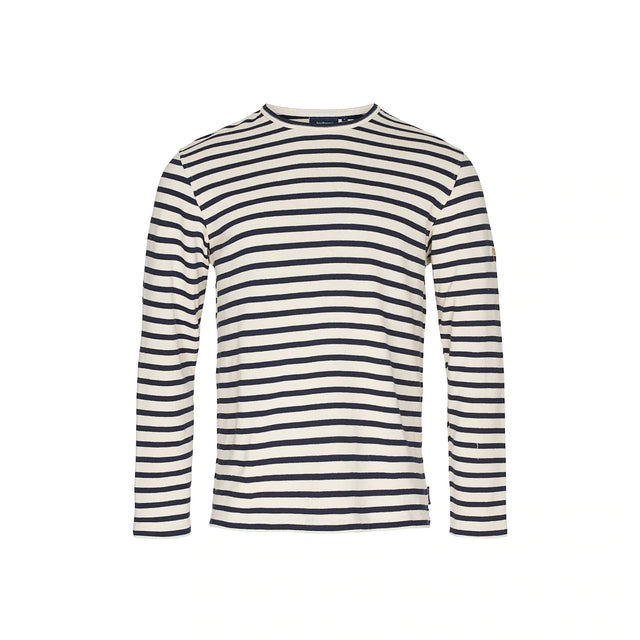 Sea Ranch Hugo Stribet Langærmet T-shirt - Ecru/SR Navy -