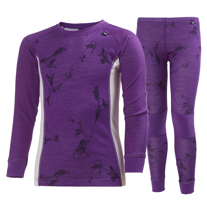 Helly Hansen Junior Lifa Merino Set Skiundertøj Børn - Purple