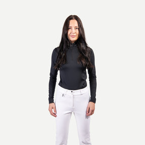 Kjus Women's Feel Midlayer Half-Zip Skiundertrøje Dame - Black Melange - Black Melange