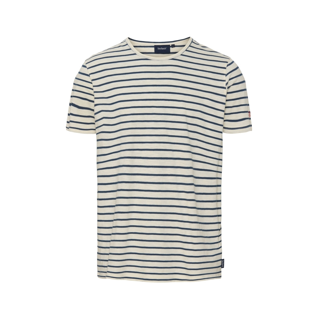 Sea Ranch Pontus Tee - Ecru/Insignia Blue -