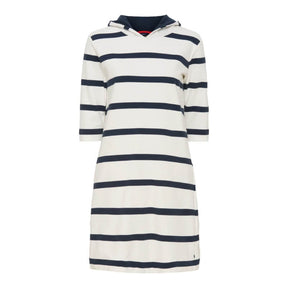 Sea Ranch Ronja Stribet 3/4 Ærmet Sweat Kjole - Pearl/Mørk Navy -