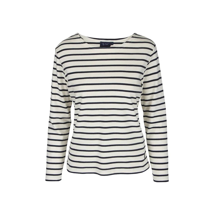 Sea Ranch Antibes Stribet Langærmet T-shirt Dame - Ecru SR Navy