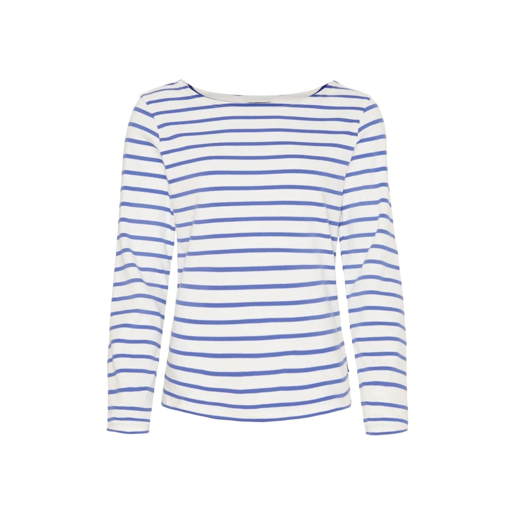 Sea Ranch Antibes Stribet Langærmet T-shirt Dame - Pearl Alaskan Blå