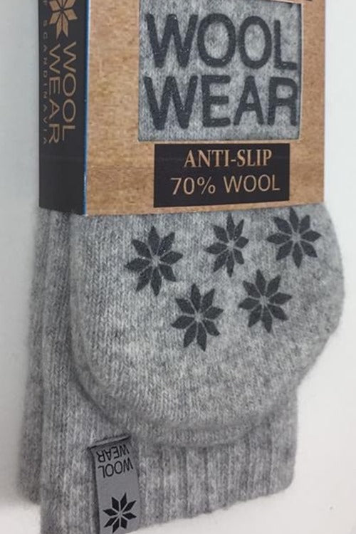 Woolwear skridsikre sokker med silikone dupper - Mørkegrå