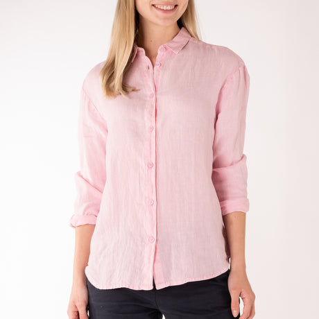 Sebago Linen Blouse - Hørbluse Dame - Pink